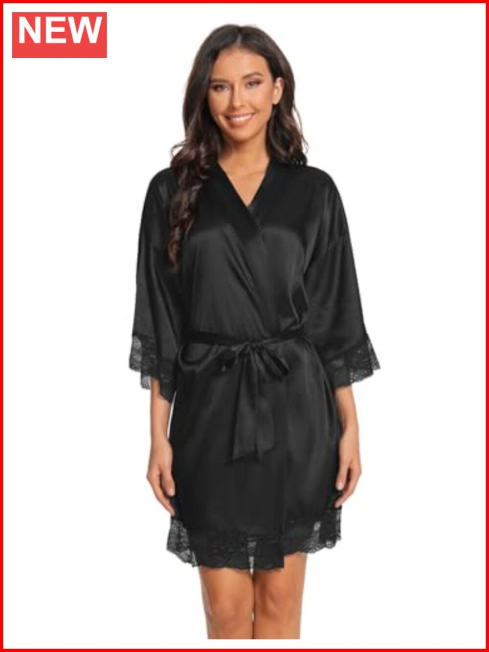 Satin Lace Kimono Robe Bridal Bridesmaid Sleepwear